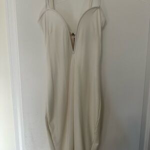 JLUXLABEL Cream Plunge Slip Dress